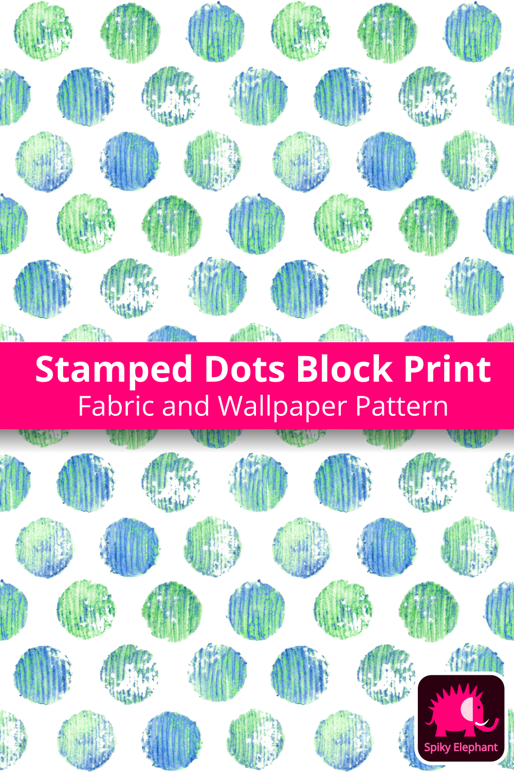 Stamped Dots Block Print - Blue and Green Dots Block Print wallpaper and fabric - Blue and Green Dots Block Print
