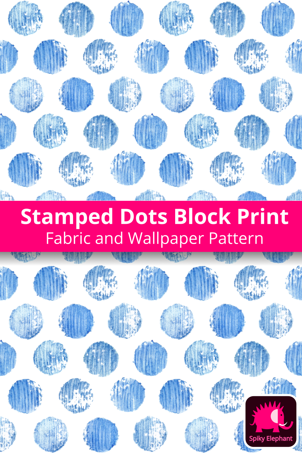 Stamped Dots Block Print wallpaper and fabric - Blue Dots Block Print
