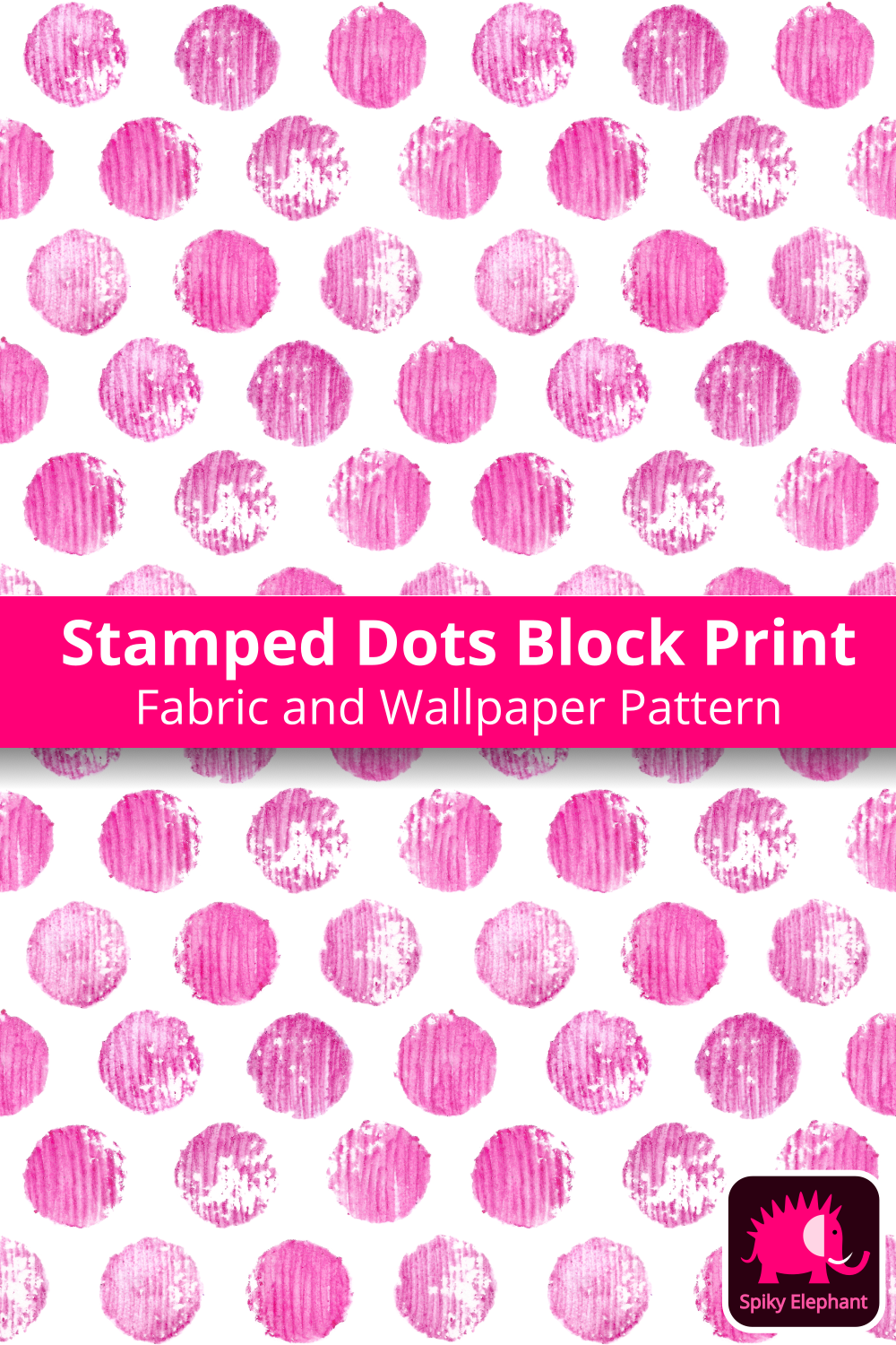 Stamped Dots Block Print - Pink Dots Block Print wallpaper and fabric - Pink Dots Block Print