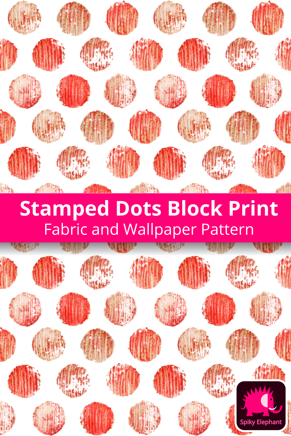 Stamped Dots Block Print - Wooden Red Dots Block Print wallpaper and fabric - Wooden Red Dots Block Print