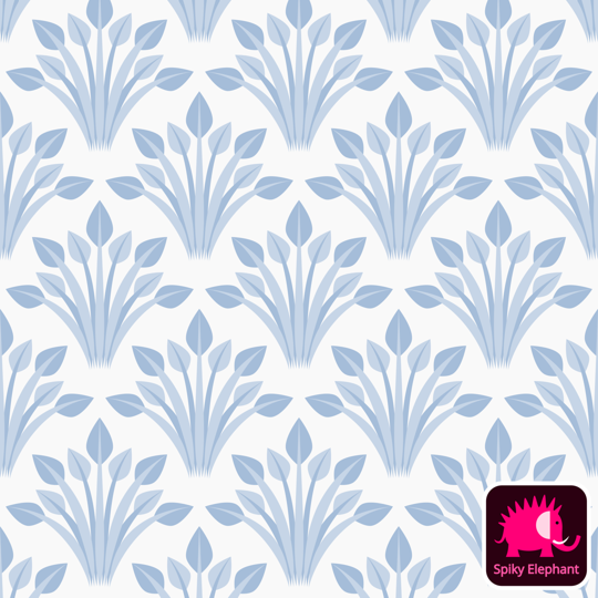 Vintage Garden Leaves wallpaper and fabric - Coastal Kitchen Blue Ivory Cream
