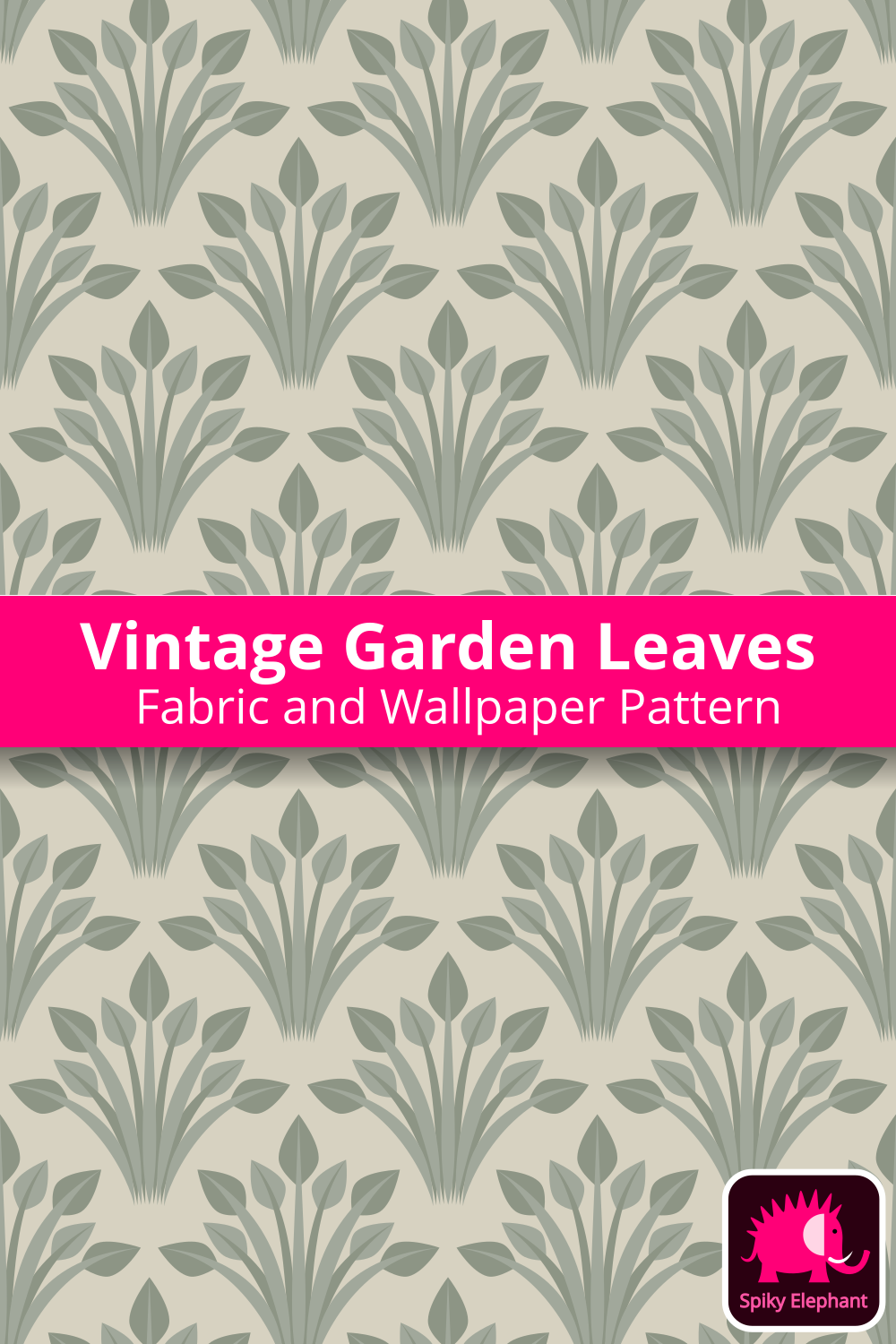 Vintage Garden Leaves - Dark Sage Green Dusty Artichoke wallpaper and fabric - Dark Sage Green Dusty Artichoke