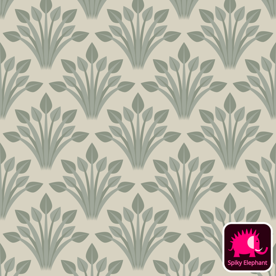Vintage Garden Leaves wallpaper and fabric - Dark Sage Green Dusty Artichoke