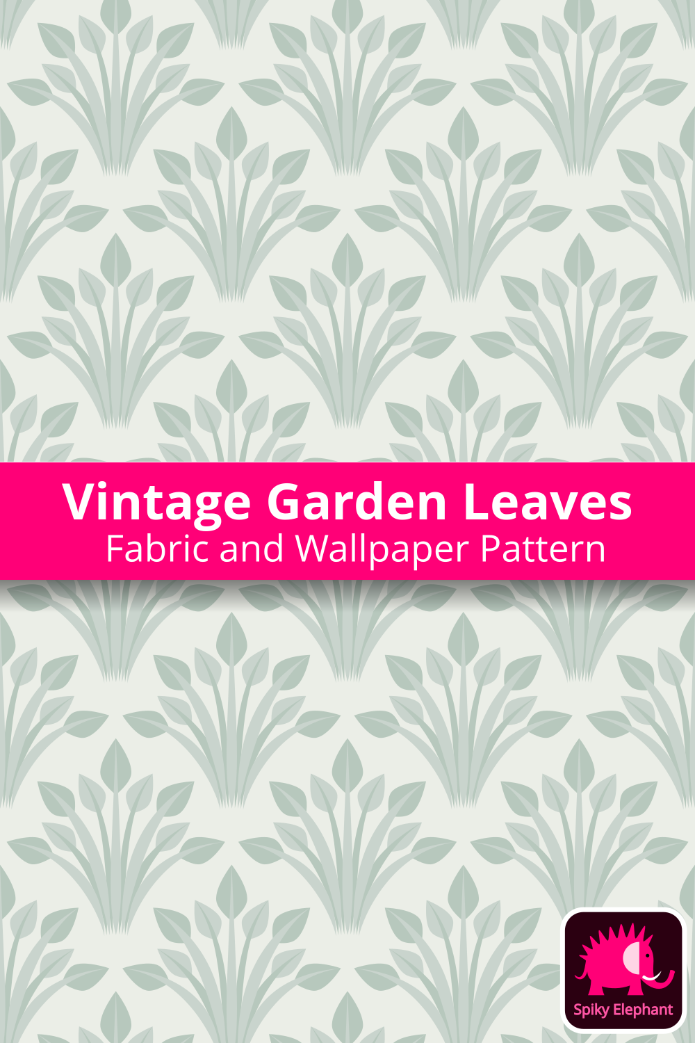 Vintage Garden Leaves wallpaper and fabric - Muted Pastel Sage Green